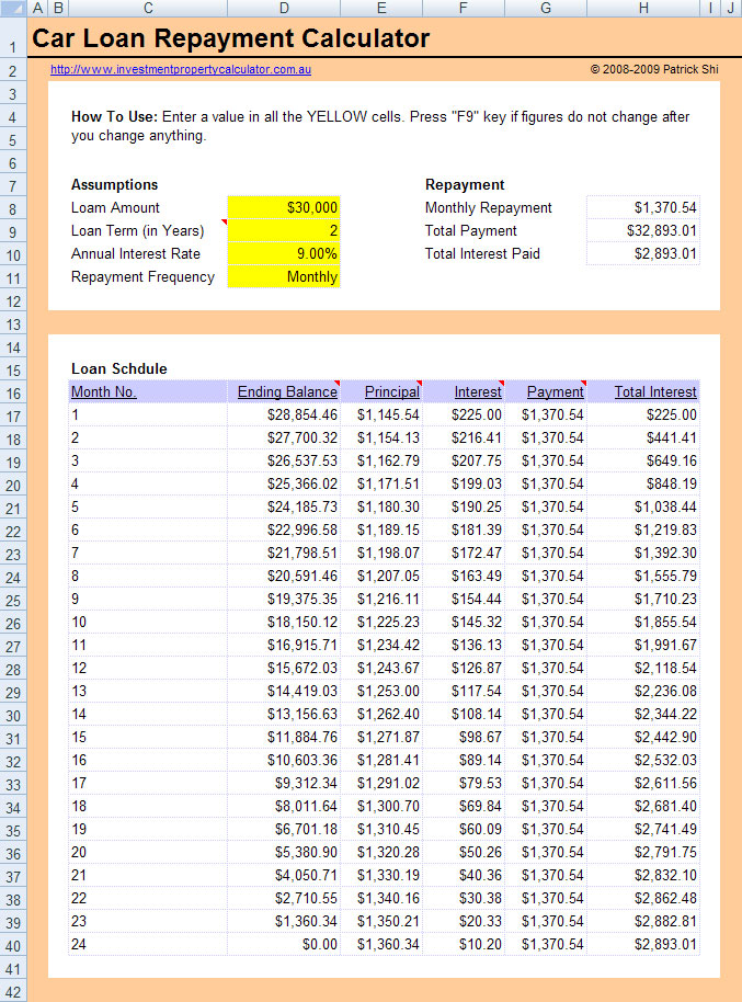 There are many car loan calculators available online, I believe this will be