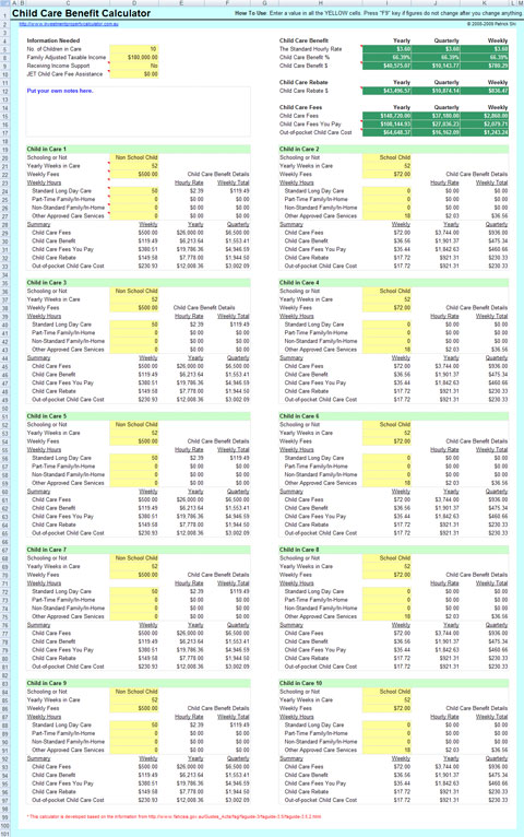 FREE Child Care Benefit Calculator