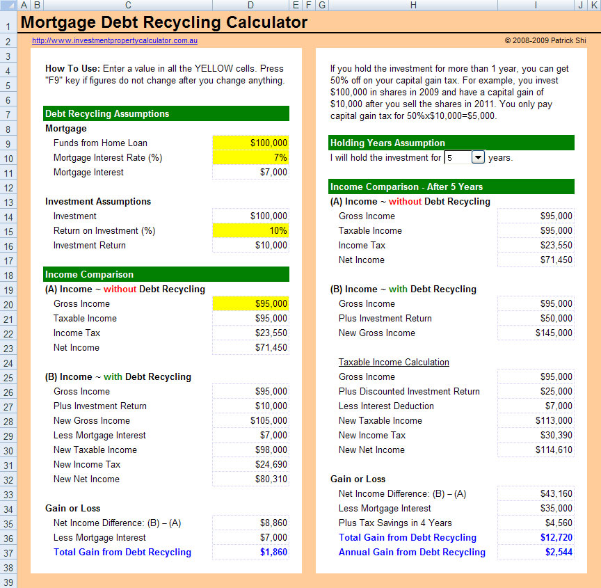debt calculator excel